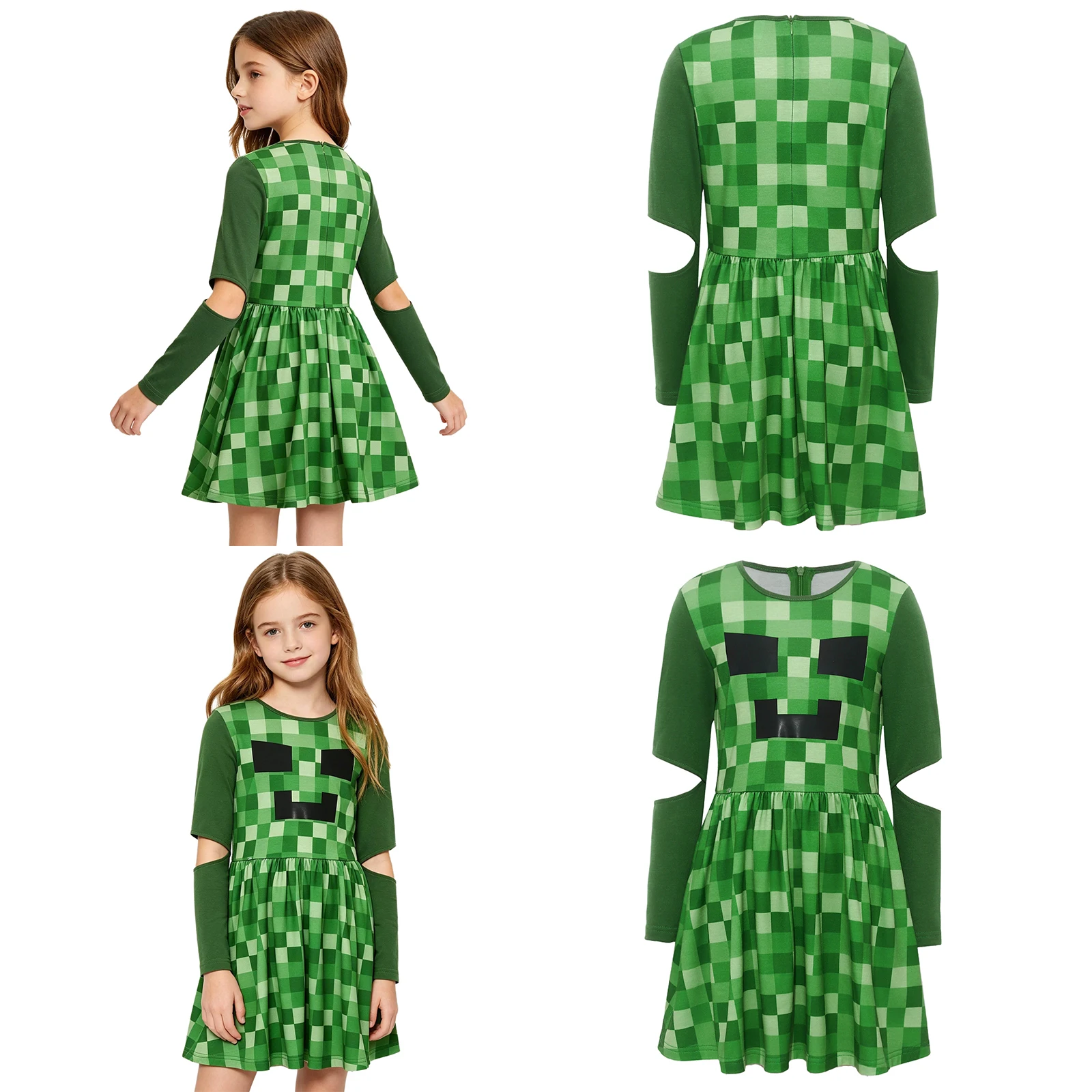 Girls Game Character Cosplay Dress Round Neck Cutout Long Sleeve Printed Back Zipper Ruffle for Halloween Theme Party Dress Up
Girls Game Character Cosplay Dress Round Neck Cutout Long Sleeve Printed Back Zipper Ruffle for Halloween Theme Party Dress Up