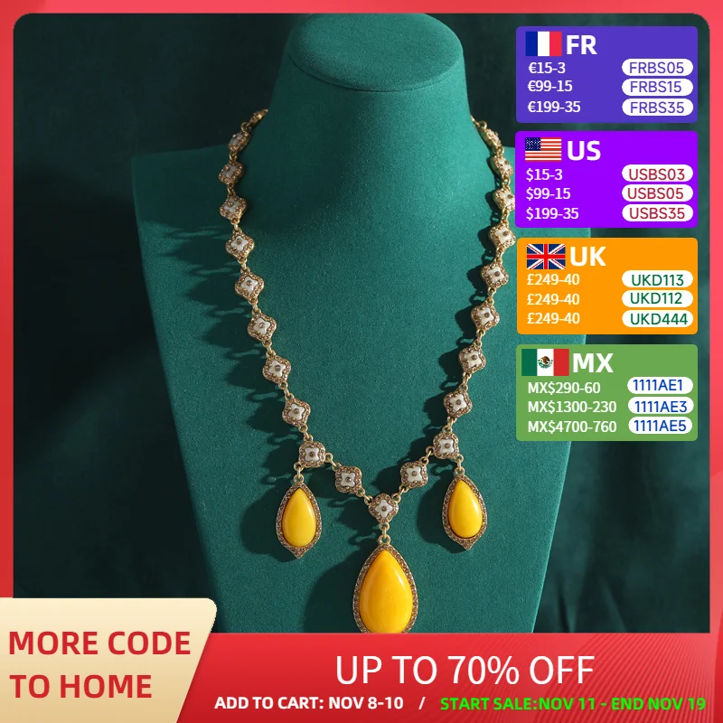 Vintage Charms Necklace Jewelry Gold Color Yellow Water Drop Natural Stone Pendants Luxury Antique Woman Valentine Day Gift
Vintage Charms Necklace Jewelry Gold Color Yellow Water Drop Natural Stone Pendants Luxury Antique Woman Valentine Day Gift