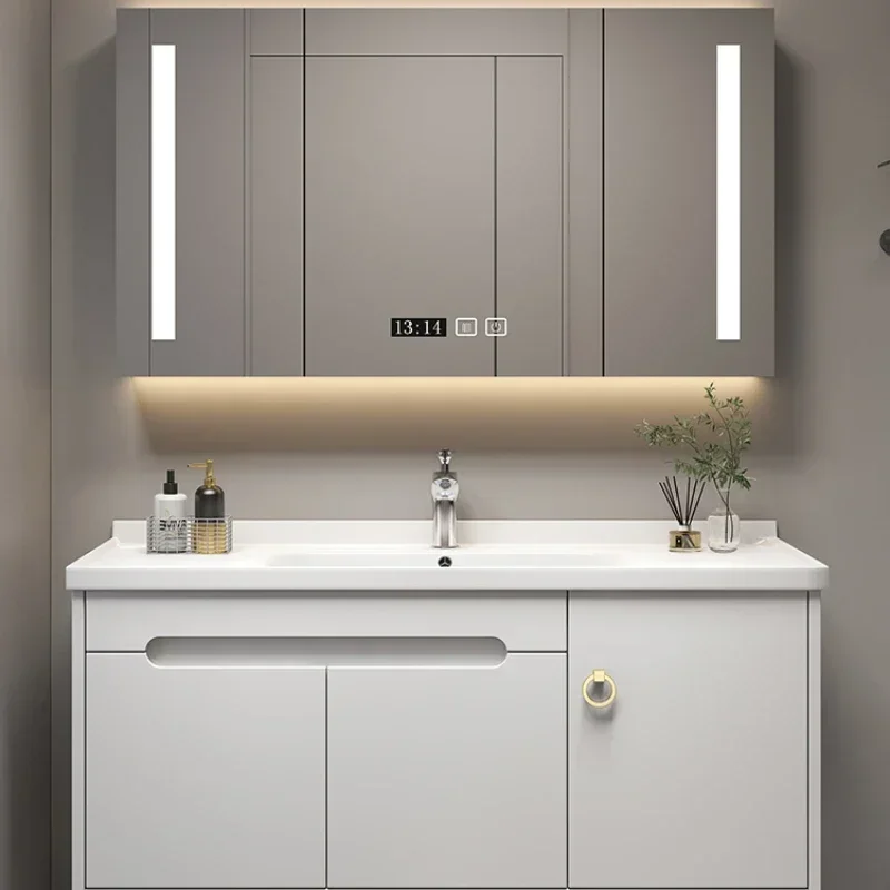 Solid Wood Ceramic Integrated Basin Bathroom Cabinet Modern Simple Intelligent Washbasin Cabinets Combination Furniture
Solid Wood Ceramic Integrated Basin Bathroom Cabinet Modern Simple Intelligent Washbasin Cabinets Combination Furniture