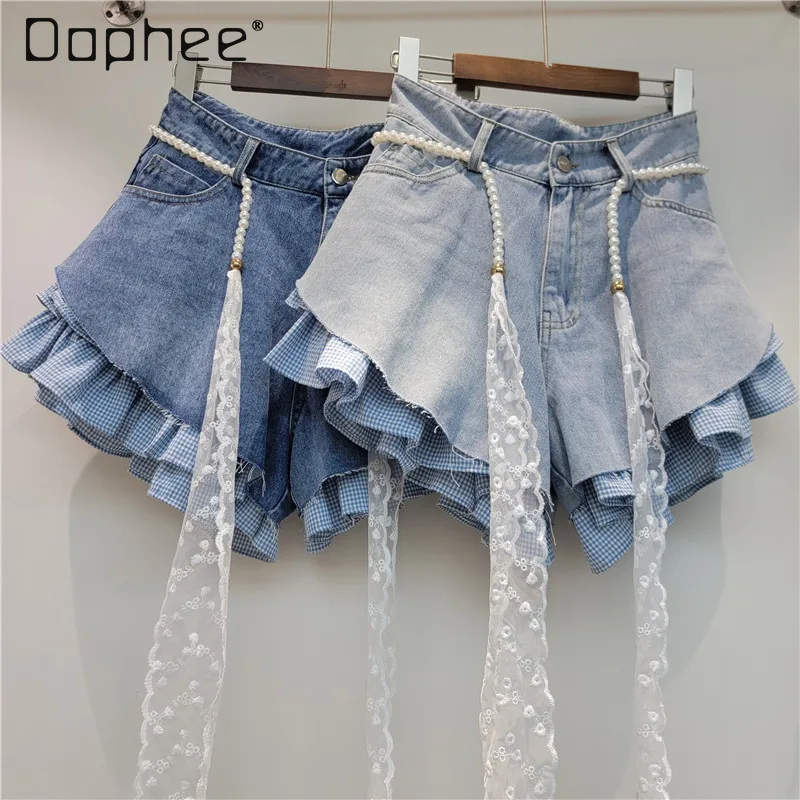 2026 Summer Fashionable High-waisted Wide-leg Pants Trendy High Street Fake Two-piece Design Denim Shorts Women
2026 Summer Fashionable High-waisted Wide-leg Pants Trendy High Street Fake Two-piece Design Denim Shorts Women
