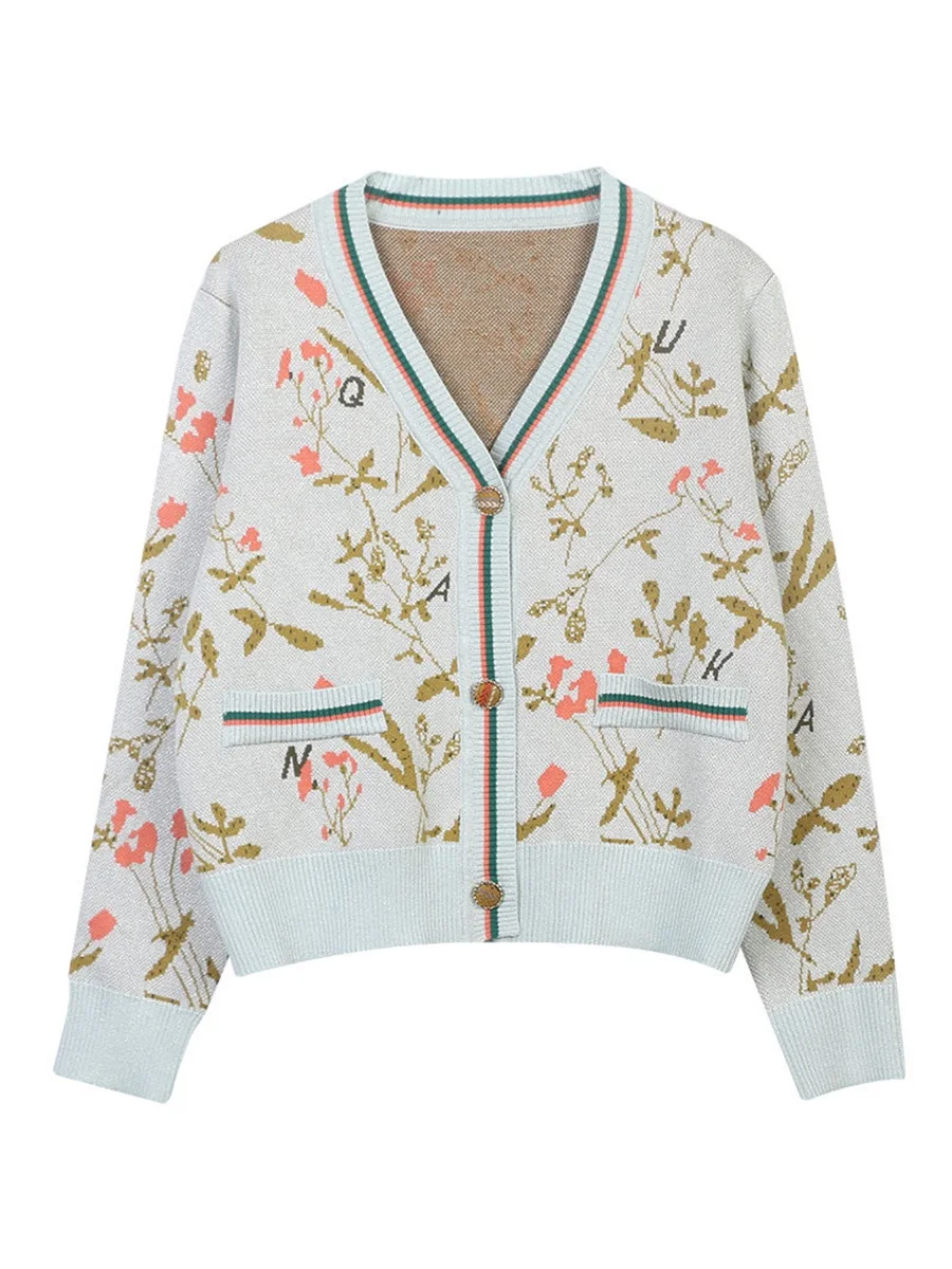 Ранняя осень, вязаный кардиган, новый женский контрастный цвет, жаккардовый свободный топ в стиле ретро с v-образным вырезом и длинными рукавами
Ранняя осень, вязаный кардиган, новый женский контрастный цвет, жаккардовый свободный топ в стиле ретро с v-образным вырезом и длинными рукавами