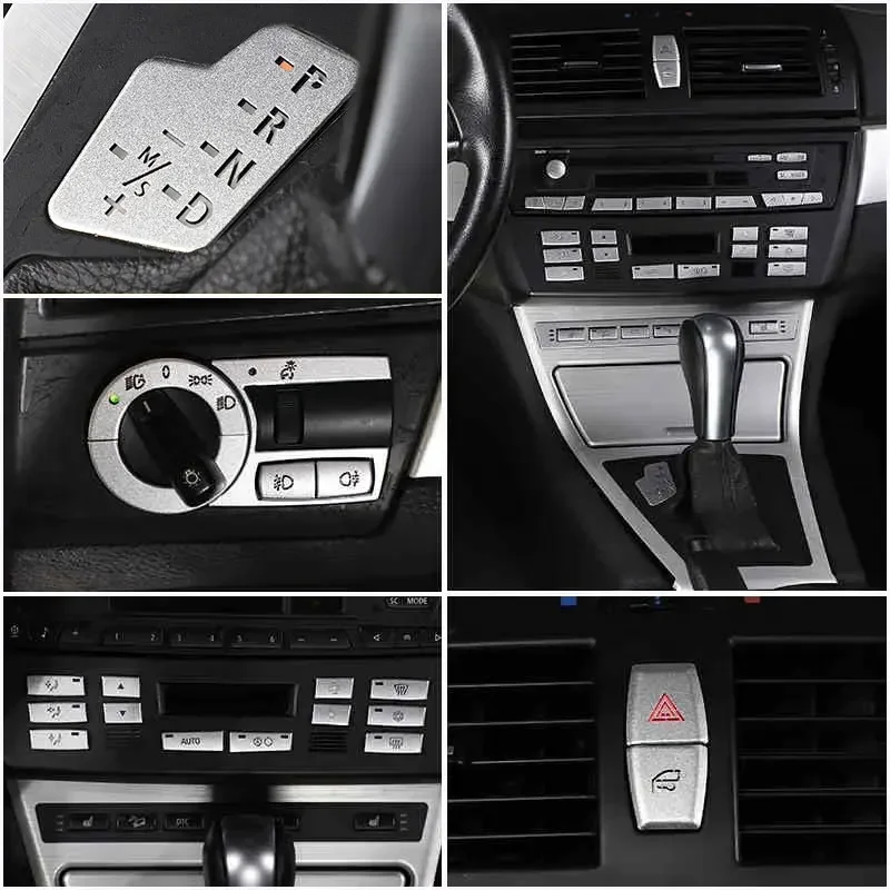 For BMW X3 E83 2006-2010 Silver Car CD Panel Air Conditioner Headlight Switch Seat Heating Button Trim Stickers Car Accessories
For BMW X3 E83 2006-2010 Silver Car CD Panel Air Conditioner Headlight Switch Seat Heating Button Trim Stickers Car Accessories