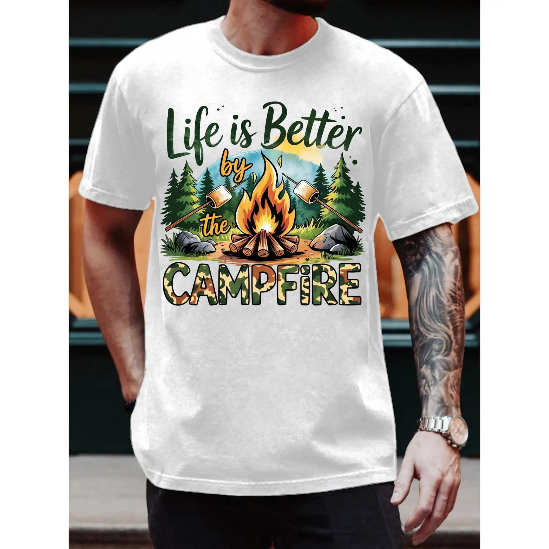Men's Camping Bonfire T-Shirt | "Life Is Better" Outdoor Adventure Graphic Tee | Marshmallow Roast Travel Gift Top
Men's Camping Bonfire T-Shirt | "Life Is Better" Outdoor Adventure Graphic Tee | Marshmallow Roast Travel Gift Top