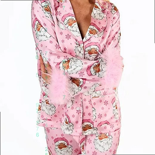 Women's Satin Print Santa Matching Set Pajamas Loungewear Sleepwear Tops Pants
Women's Satin Print Santa Matching Set Pajamas Loungewear Sleepwear Tops Pants