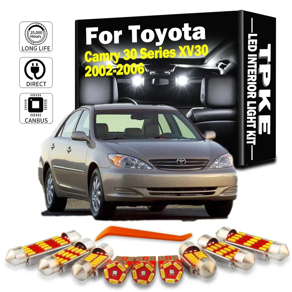 TPKE 15 шт. лампа номерного знака, светодиодная внутренняя карта, купольное зеркало, комплект освещения для Toyota Camry 30 серии 2002 2003 2004 2005 2006
TPKE 15 шт. лампа номерного знака, светодиодная внутренняя карта, купольное зеркало, комплект освещения для Toyota Camry 30 серии 2002 2003 2004 2005 2006