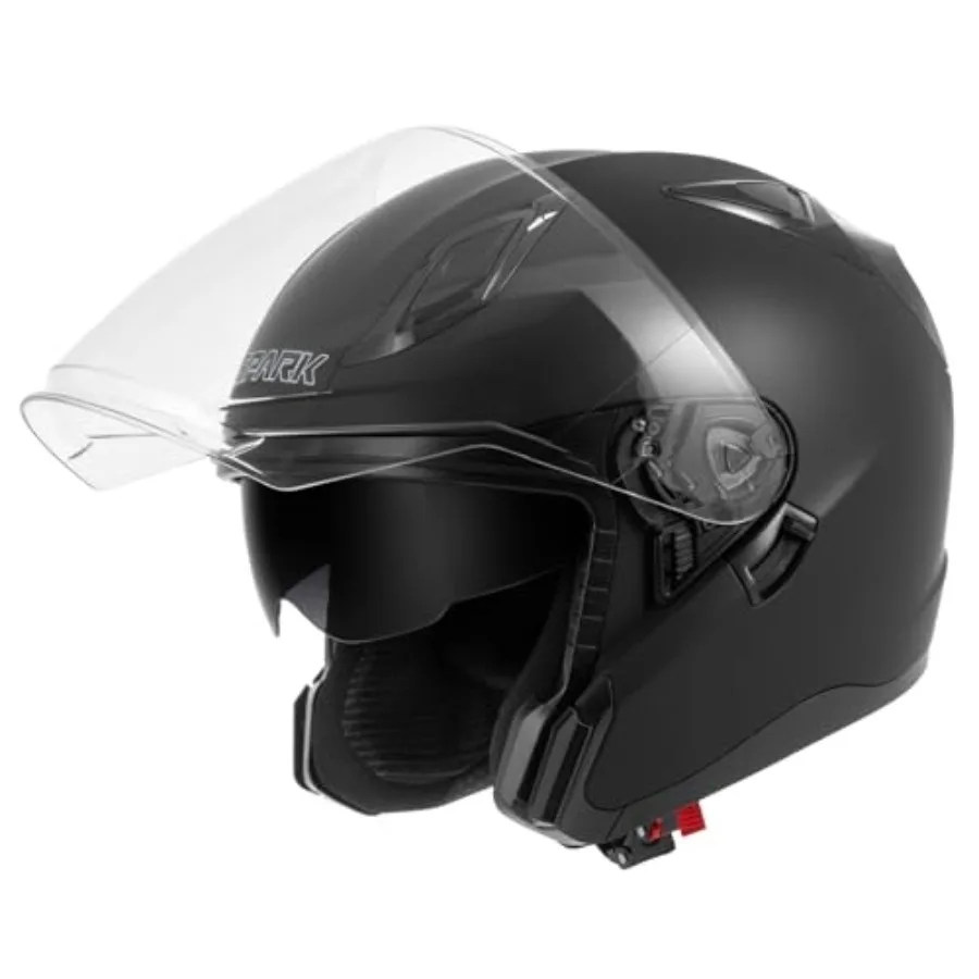 Motorcycle street use, polycarbonate, matte black, DOT-approved lightweight 3/4 open face helmet with flip-down sun visor and c
Motorcycle street use, polycarbonate, matte black, DOT-approved lightweight 3/4 open face helmet with flip-down sun visor and c