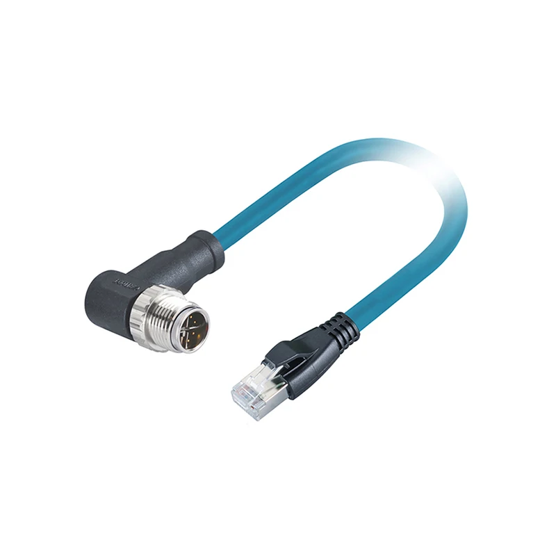 M12 X Code Male Angled Connector to RJ45 Male Plug Molded PVC 6A AWG26 Ethernet Cable
M12 X Code Male Angled Connector to RJ45 Male Plug Molded PVC 6A AWG26 Ethernet Cable