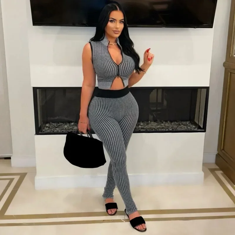 GUWU Striped Women's Set Sleeveless Zipper Crop Top + Long Pants Active Fitness Streetwear Two 2 Piece Sets Outfits Tracksuit
GUWU Striped Women's Set Sleeveless Zipper Crop Top + Long Pants Active Fitness Streetwear Two 2 Piece Sets Outfits Tracksuit