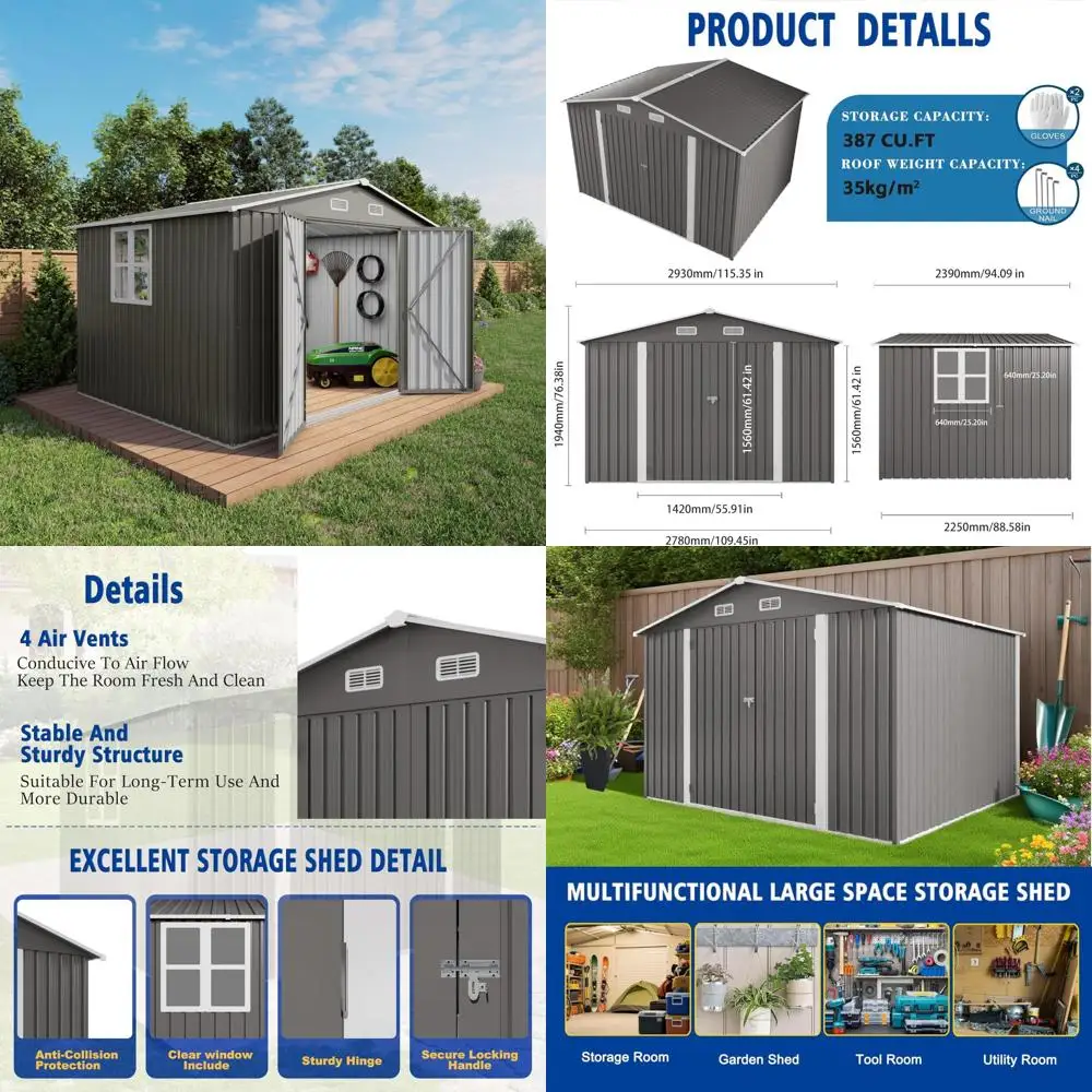 10x8 Foot Outdoor Metal Storage Shed with Window, Lockable Doors, and Waterproof Design
10x8 Foot Outdoor Metal Storage Shed with Window, Lockable Doors, and Waterproof Design