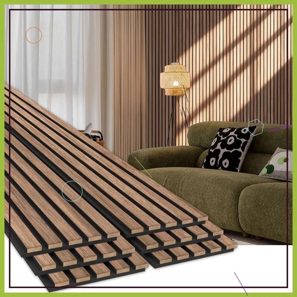 6 Pack Wood Panels for Wall 94.5" x 7.87" Acoustic Slat Panels, 3D Wall Panels for Home Office, Natural Walnut
6 Pack Wood Panels for Wall 94.5" x 7.87" Acoustic Slat Panels, 3D Wall Panels for Home Office, Natural Walnut