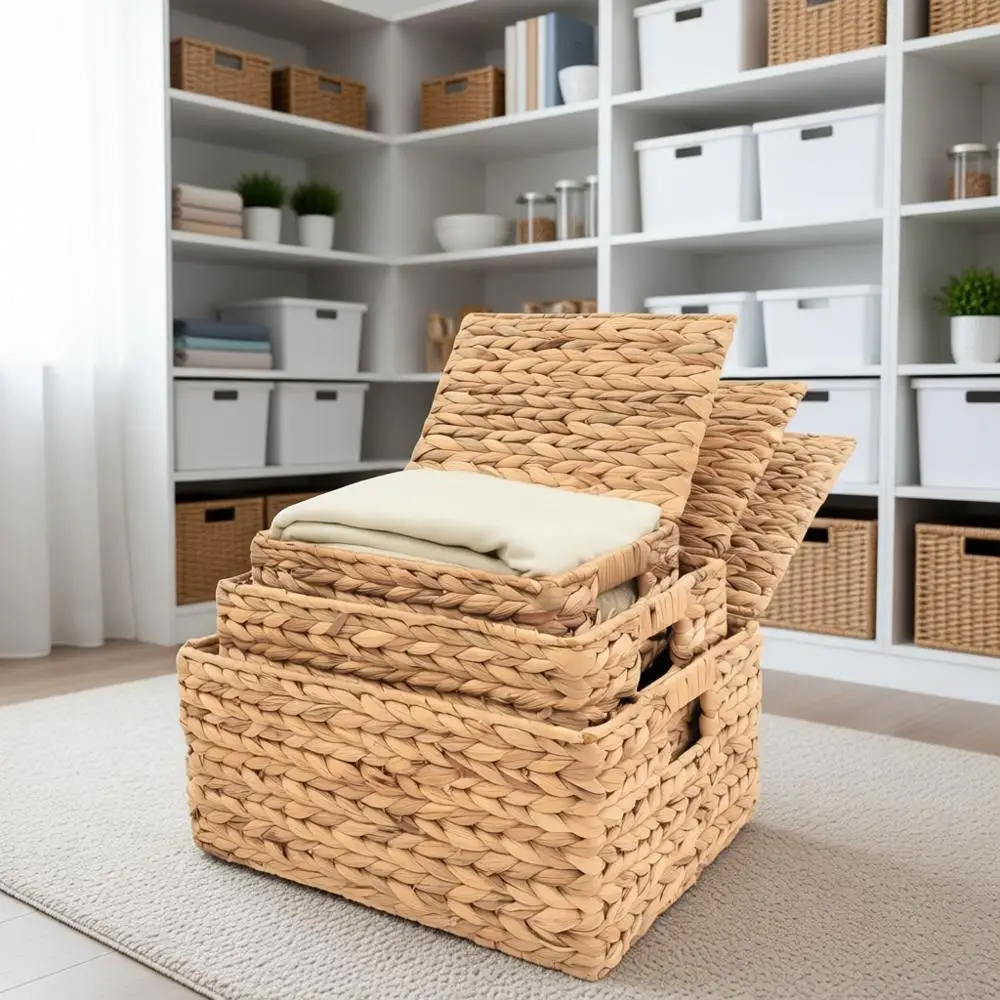 Wicker Storage Baskets with Lid, Decorative Storage Rectangle 14D X 11W X 7H Wicker Storage Basket With Lid, Large Rattan Storag
Wicker Storage Baskets with Lid, Decorative Storage Rectangle 14D X 11W X 7H Wicker Storage Basket With Lid, Large Rattan Storag