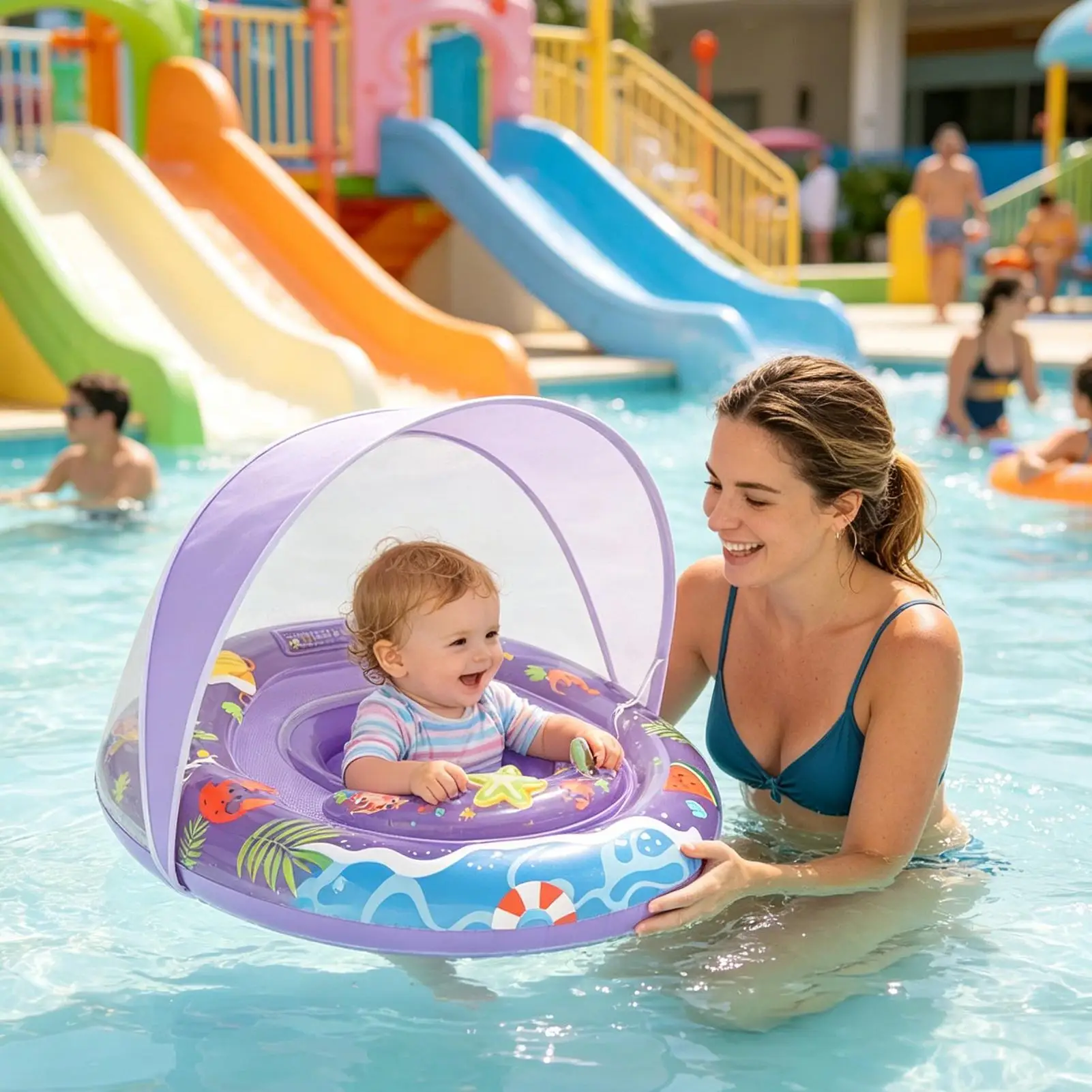 Inflatable Swim Ring Water Floating Anti Tip Buoyancy With Canopy Kids Inner Tubes For Pool For Beach Party Summer Lake River
Inflatable Swim Ring Water Floating Anti Tip Buoyancy With Canopy Kids Inner Tubes For Pool For Beach Party Summer Lake River