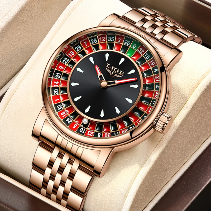 LIGE Men Watch Top Brand Luxury Arabic Numerals Rotating Dial Roulette Quartz Watches For Men Waterproof Luminous Man Wristwatch
LIGE Men Watch Top Brand Luxury Arabic Numerals Rotating Dial Roulette Quartz Watches For Men Waterproof Luminous Man Wristwatch