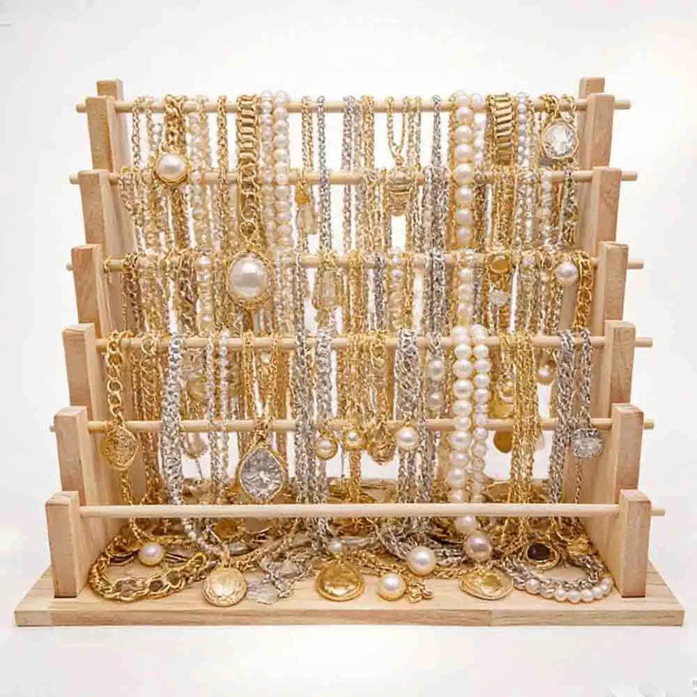 Деревянная многоуровневая подставка для браслетов, 6-слойная настольная подставка для демонстрации ювелирных украшений, органайзер для резинок и ободков для волос
Деревянная многоуровневая подставка для браслетов, 6-слойная настольная подставка для демонстрации ювелирных украшений, органайзер для резинок и ободков для волос