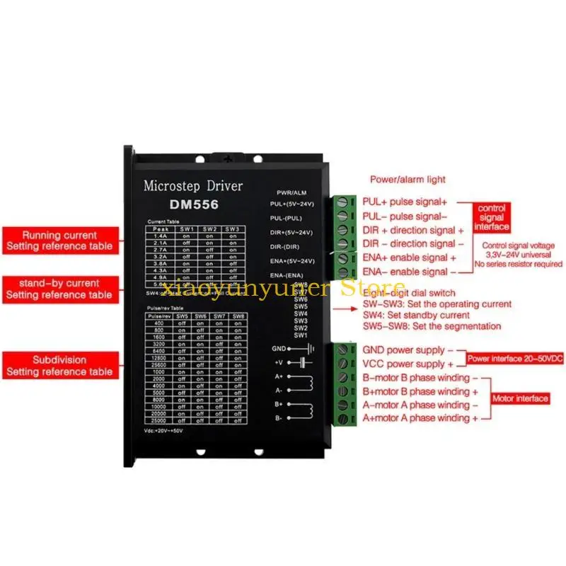 P9JB DM556 2-Phase Stepper Motor Driver 42/57/86 Motor Controller 8 Level Adjustable
P9JB DM556 2-Phase Stepper Motor Driver 42/57/86 Motor Controller 8 Level Adjustable
