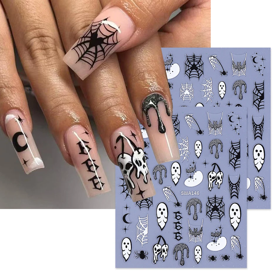 2pcs Halloween Spider Web Nails Art Stickers Glitter Holographic Bat Ghost Star Design Adhesive Decals DIY Manicure Accessories
2pcs Halloween Spider Web Nails Art Stickers Glitter Holographic Bat Ghost Star Design Adhesive Decals DIY Manicure Accessories