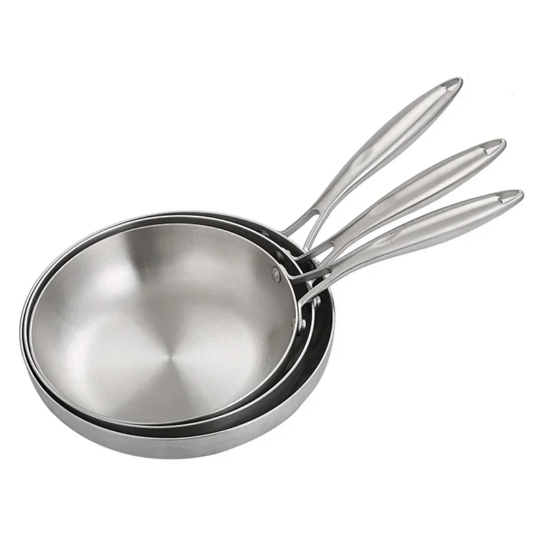 Stainless Steel Frying Pan 304 Stainless Thick 3 Ply Steel Skillet Pans Cooking Pots Non-stick Frying Pans Kitchen Pan Set
Stainless Steel Frying Pan 304 Stainless Thick 3 Ply Steel Skillet Pans Cooking Pots Non-stick Frying Pans Kitchen Pan Set