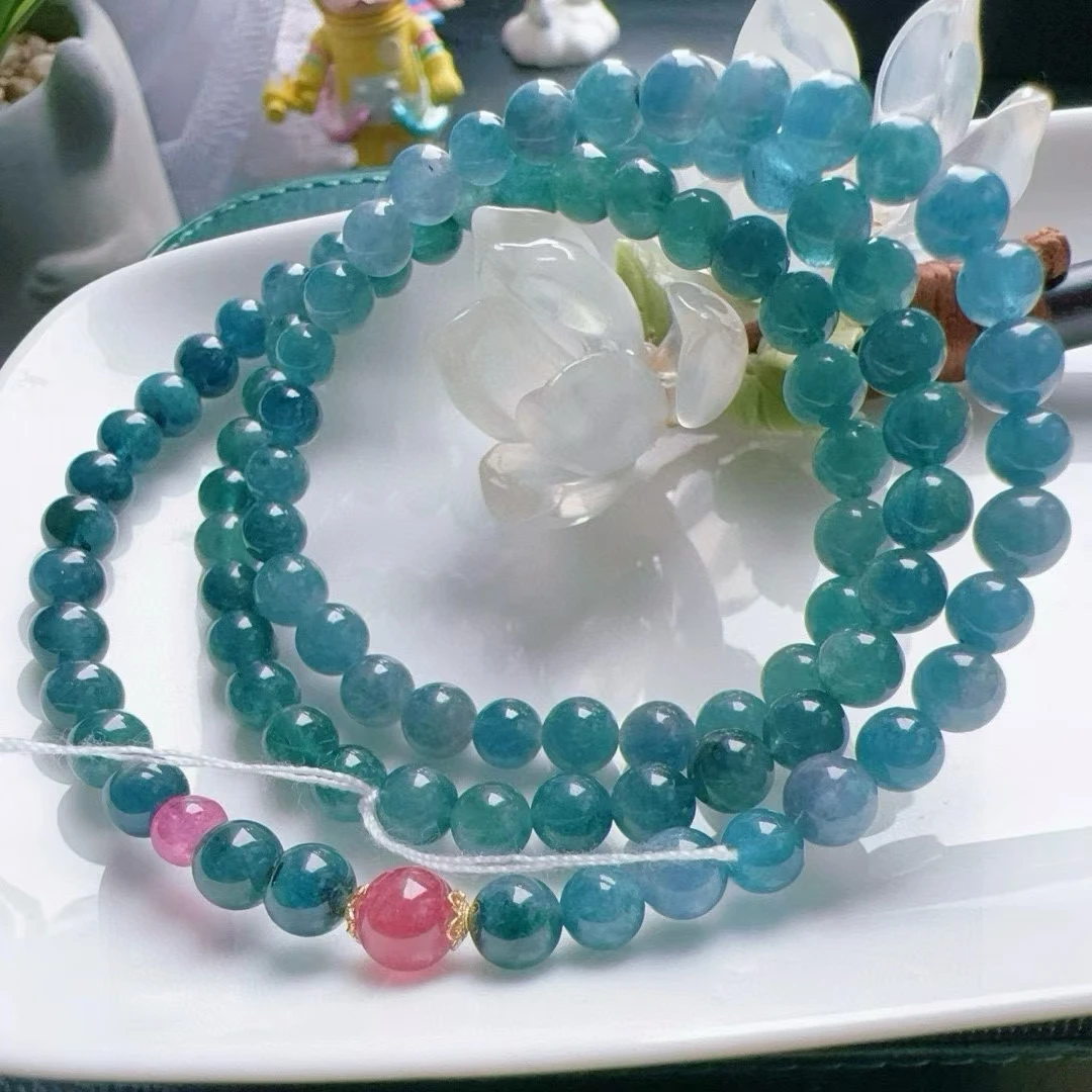 Natural Blue Tourmaline 3 Laps Clear Beads Bracelet 5.7mm Candy Blue Tourmaline Women Men Jewelry AAAAAAA
Natural Blue Tourmaline 3 Laps Clear Beads Bracelet 5.7mm Candy Blue Tourmaline Women Men Jewelry AAAAAAA