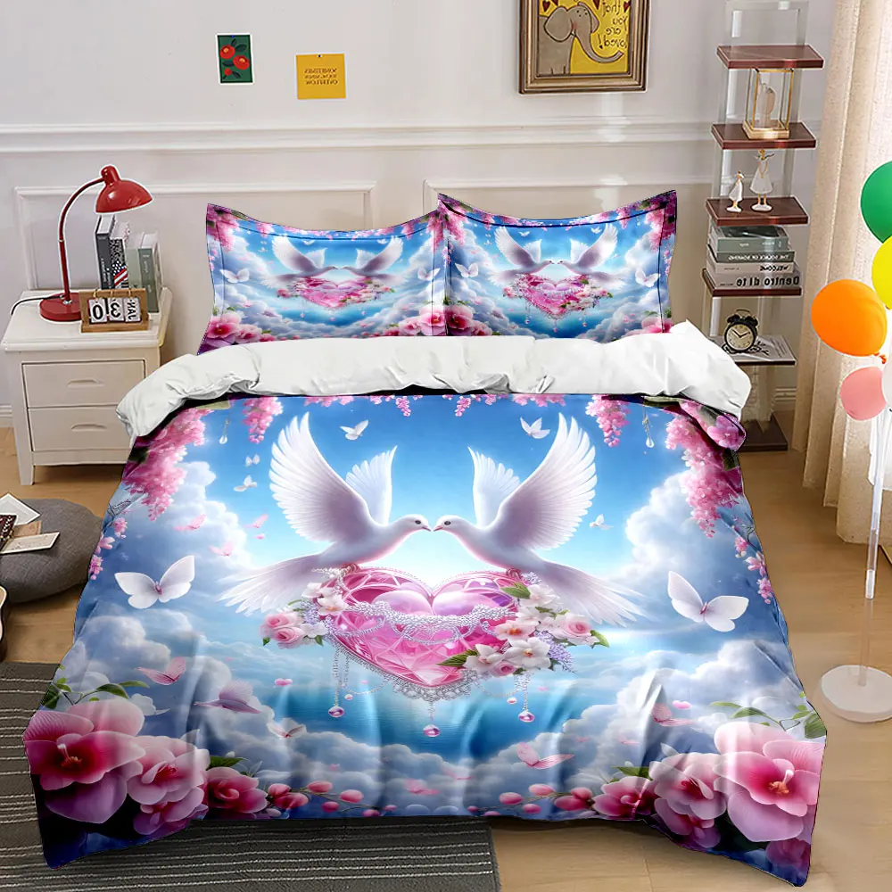 Romantic doves with heart and flowers Bedding Set for Kids Luxury Gift 3pcs Digital Print Comforter Set Soft Comfortable
Romantic doves with heart and flowers Bedding Set for Kids Luxury Gift 3pcs Digital Print Comforter Set Soft Comfortable