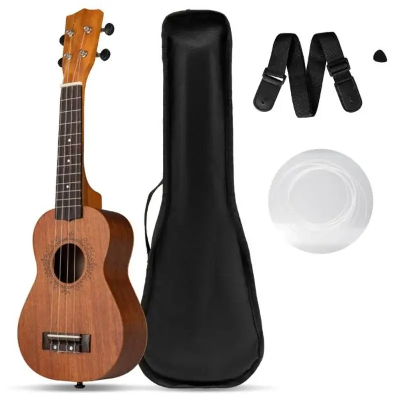 21 Inch Soprano Mahogany Wooden Ukelele Set with Adjustable Strap
21 Inch Soprano Mahogany Wooden Ukelele Set with Adjustable Strap