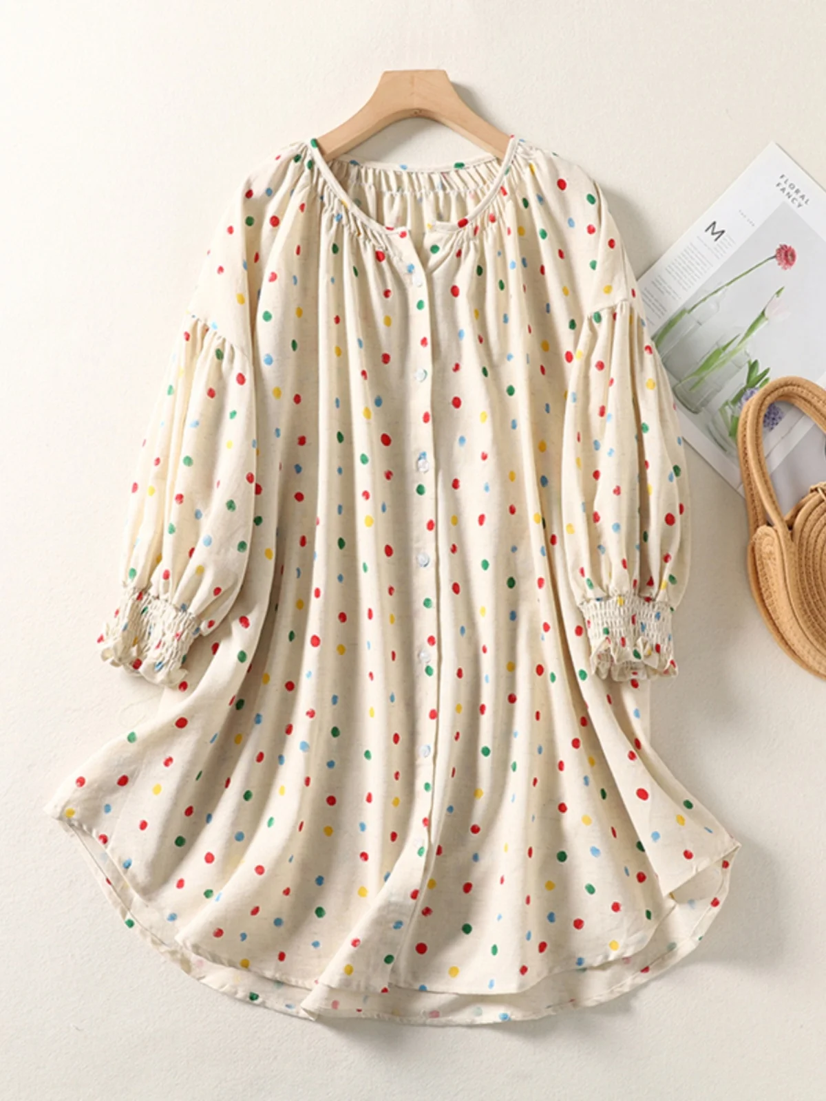 Loose Long Sve irt Casual round Ne Polka Dot Print Anti-Aging Spring Faion Women's Comfortable Inner Wear Top
Loose Long Sve irt Casual round Ne Polka Dot Print Anti-Aging Spring Faion Women's Comfortable Inner Wear Top