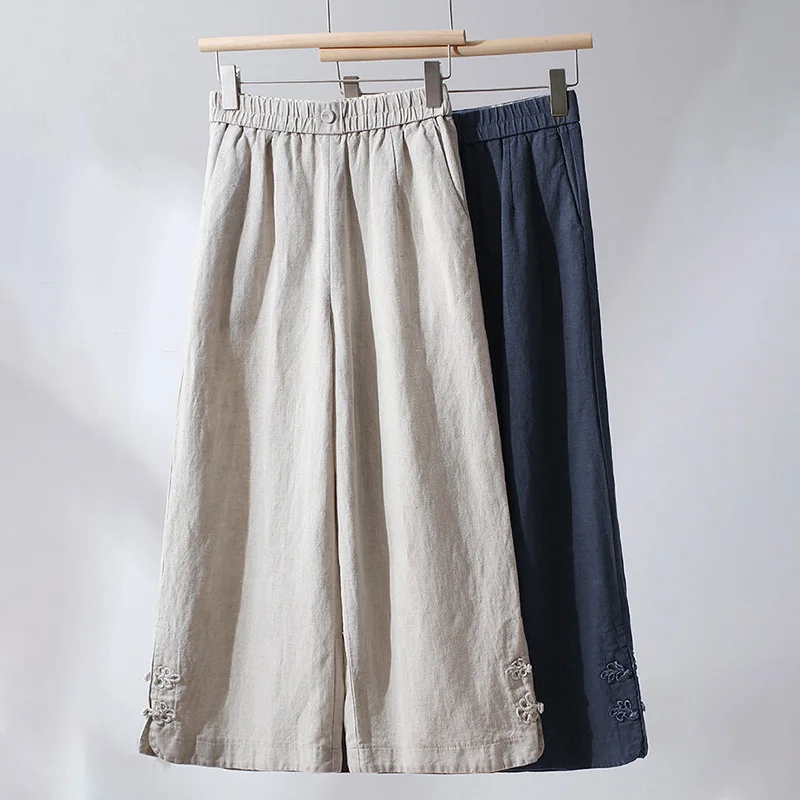 Casual Cotton Linen Wide Leg Pants Women's plus Size Summer New Style Nine Points Straight Tube Pants Comfortable Loose Fit
Casual Cotton Linen Wide Leg Pants Women's plus Size Summer New Style Nine Points Straight Tube Pants Comfortable Loose Fit