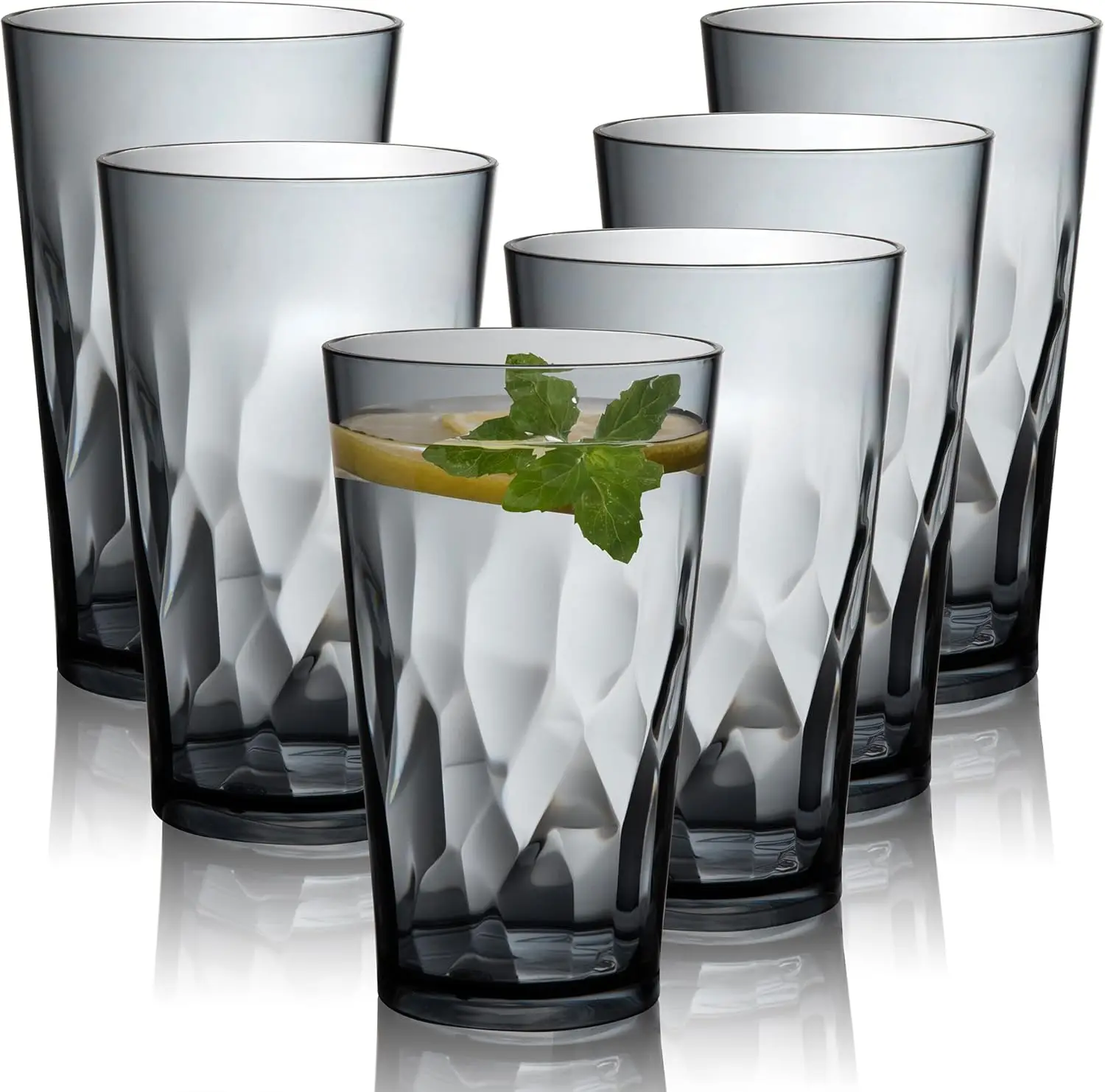 Set of 6 Shatterproof Plastic Tumbler Cups, 16 oz, Dishwasher Safe (Grey)
Set of 6 Shatterproof Plastic Tumbler Cups, 16 oz, Dishwasher Safe (Grey)