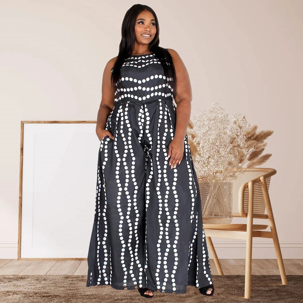 L-4XL Sexy African Large Size Jumpsuit Women Summer Clothing 2024 Fashion Dot Printing Sleeveless Wide Leg Outfit Dropshipping
L-4XL Sexy African Large Size Jumpsuit Women Summer Clothing 2024 Fashion Dot Printing Sleeveless Wide Leg Outfit Dropshipping