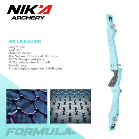 25" 100% Pure Carbon Fiber Riser ILF Recurve Bow Handle For RH Traditional Take Down Bows ILF ET-9 Riser Matte Surface