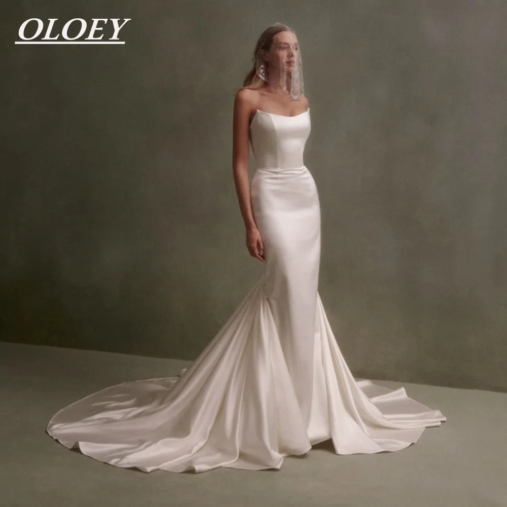 OLOEY Luxury Soft Satin Mermaid Wedding Dresses Scoop Neck Ivory Bridal Gown Customized Vestidos De Novia Pleated Long Tail
OLOEY Luxury Soft Satin Mermaid Wedding Dresses Scoop Neck Ivory Bridal Gown Customized Vestidos De Novia Pleated Long Tail