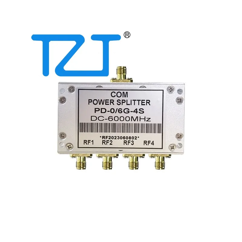 TZT PD-0/6G-4S DC-6000MHz 4-Way Power Splitter RF Power Divider with SMA Female to Female Connector
TZT PD-0/6G-4S DC-6000MHz 4-Way Power Splitter RF Power Divider with SMA Female to Female Connector