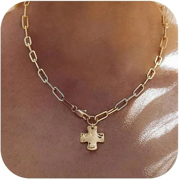 Chunky Cross Layered Necklace Set Gold Silver Vintage Chain Pendant Nontarnish Gift for Women
Chunky Cross Layered Necklace Set Gold Silver Vintage Chain Pendant Nontarnish Gift for Women