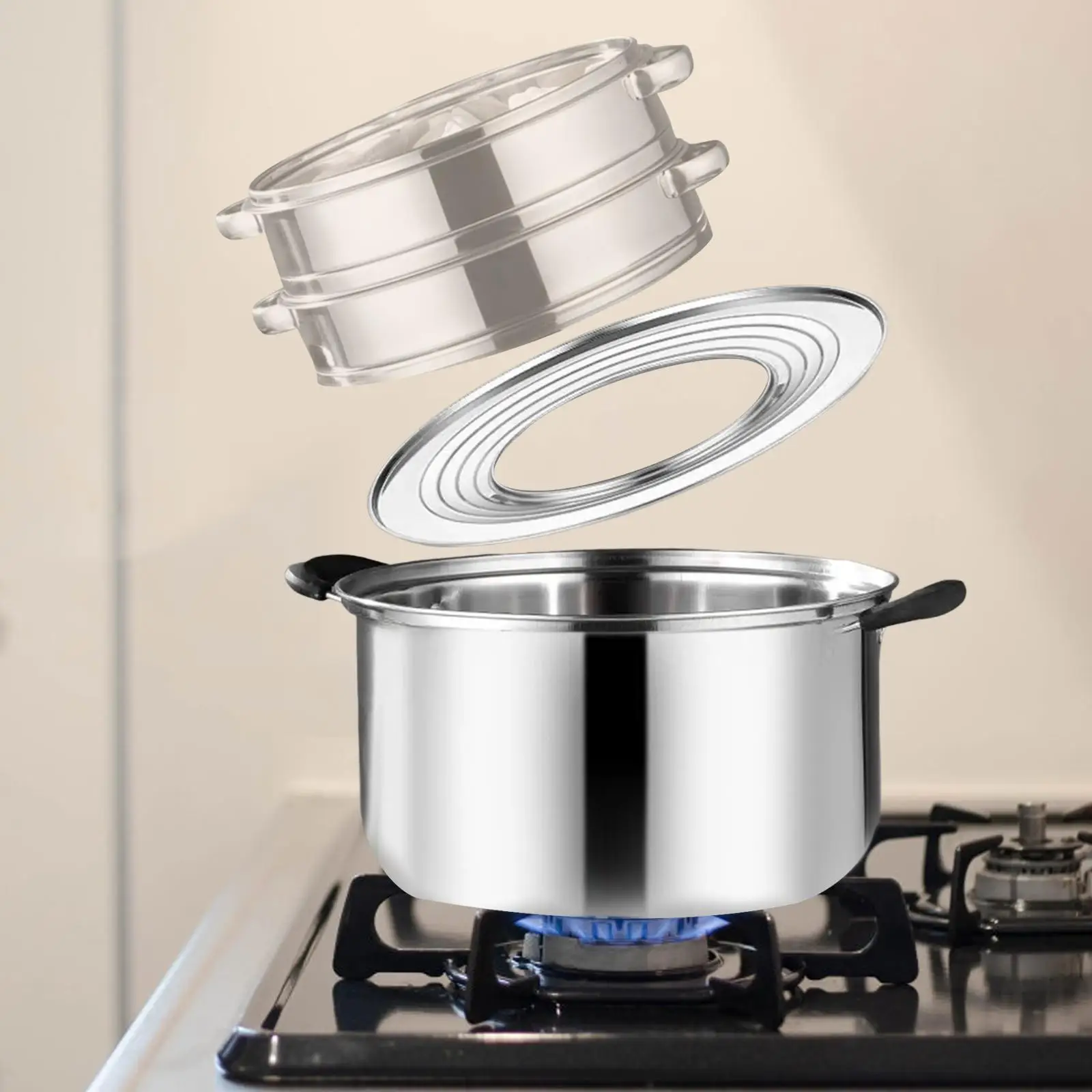 Steaming Ring for Steamer Basket Circular for Dim Sum Dumpling over Stir Frying Pan for Household Kitchen Cooking Adapter Insert 
Steaming Ring for Steamer Basket Circular for Dim Sum Dumpling over Stir Frying Pan for Household Kitchen Cooking Adapter Insert