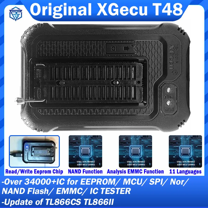 Original XGECU T48 Universal High Speed USB Programmer High Performance Support 31000 IC MCU EEPROM Updated TL866II Plus TL866CS