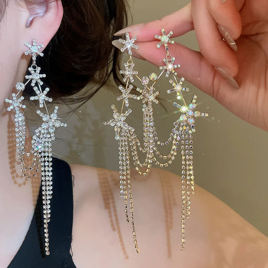 Luxury Meteor Shower Tassel Drop Earrings Elegant Women Fashion Fringe Stud Earrings Wedding Dinner Party Eye-catching Jewelry G
Luxury Meteor Shower Tassel Drop Earrings Elegant Women Fashion Fringe Stud Earrings Wedding Dinner Party Eye-catching Jewelry G