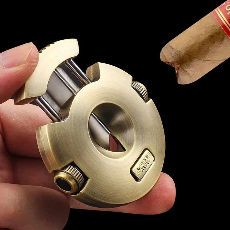 Round Cigar Cutter V Cut Built In 2 Sizes Cigar Drill Luxury Cigar Smoking Accessories Guillotine Metal Scissors Men's Gift
Round Cigar Cutter V Cut Built In 2 Sizes Cigar Drill Luxury Cigar Smoking Accessories Guillotine Metal Scissors Men's Gift