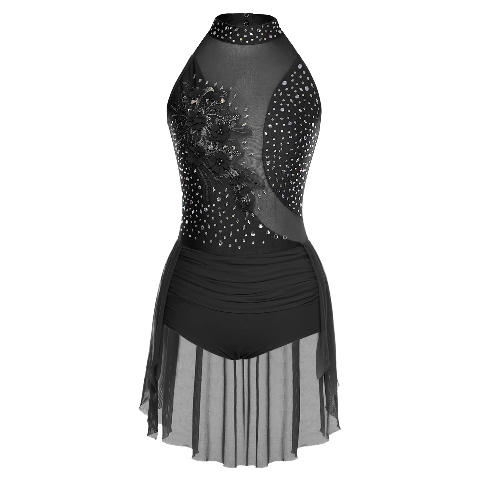 Women Modern Lyrical Dance Leotard Dress Sleeveless Rhinestone Applique Mesh Bodysuit for Figure Skating Latin Chacha Gymnastics
Women Modern Lyrical Dance Leotard Dress Sleeveless Rhinestone Applique Mesh Bodysuit for Figure Skating Latin Chacha Gymnastics