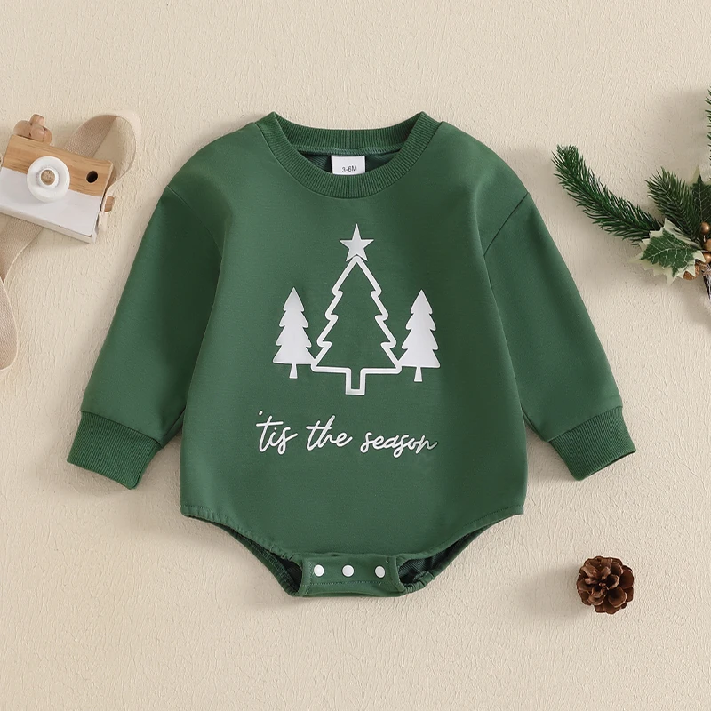 Baby Boys Girls Christmas Sweatshirt Romper Tree Letter Print Long Sleeve Round Neck Jumpsuits for 0-18 Months
Baby Boys Girls Christmas Sweatshirt Romper Tree Letter Print Long Sleeve Round Neck Jumpsuits for 0-18 Months