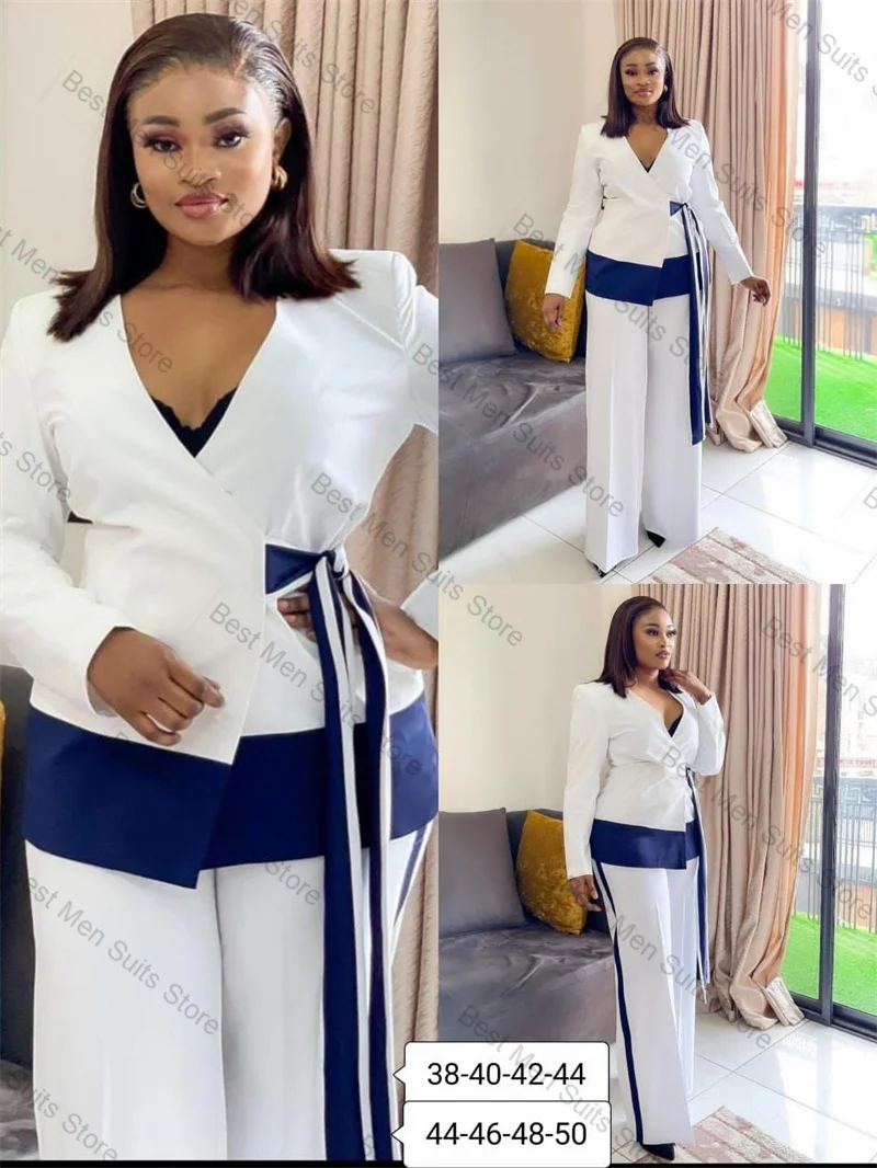 White Blue Women Suit Pants Set 2 Pcs Blazer+Trousers Belted Formal Office Jacket Customized Wedding Tuxedos Cotton Prom Coat
White Blue Women Suit Pants Set 2 Pcs Blazer+Trousers Belted Formal Office Jacket Customized Wedding Tuxedos Cotton Prom Coat