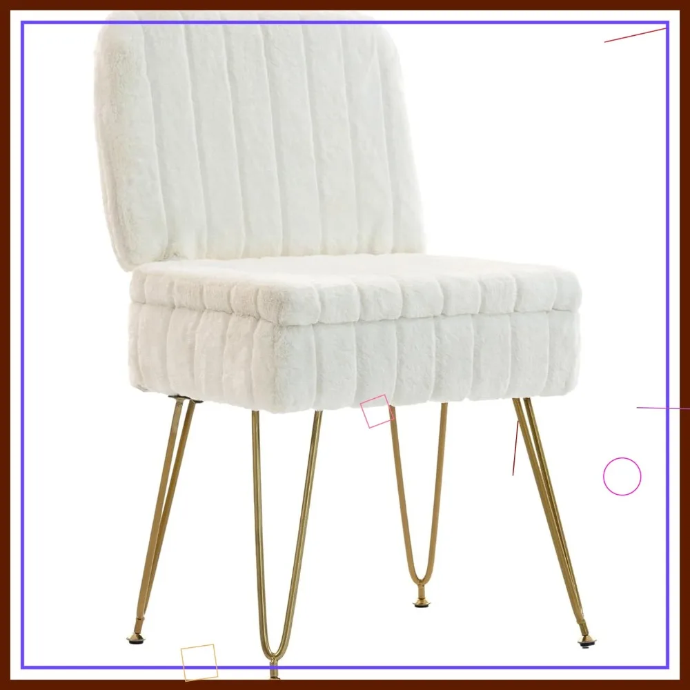 Faux Fur Vanity Stool with Storage, Foldable Back Ottoman for Bedroom
Faux Fur Vanity Stool with Storage, Foldable Back Ottoman for Bedroom