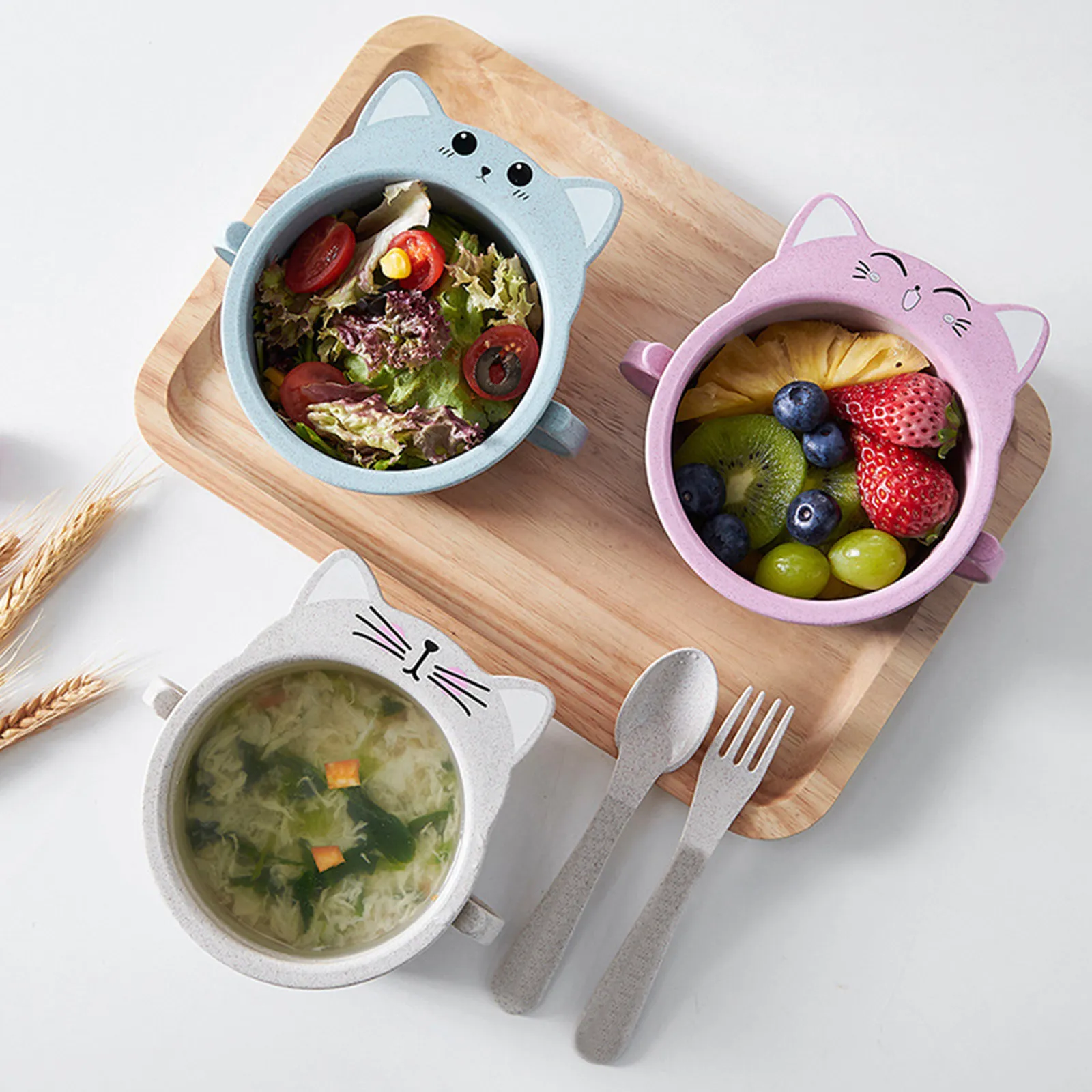 Blue Cat Design Small Wheat Straw Bowl Cartoon Handle Eco-Friendly Food-Safe Lightweight Children's Noodle Soup Bowl
Blue Cat Design Small Wheat Straw Bowl Cartoon Handle Eco-Friendly Food-Safe Lightweight Children's Noodle Soup Bowl