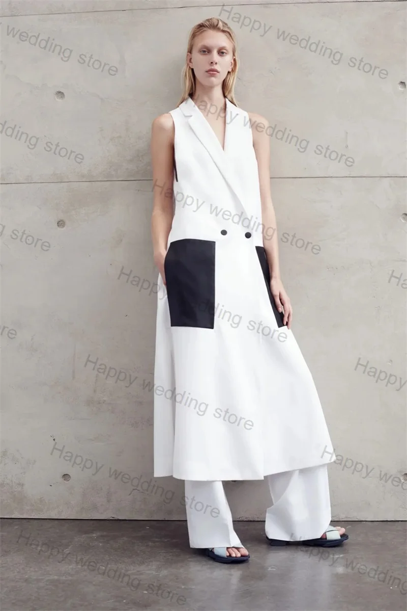 Long Summer Women Suits Pants Set Wedding Elegant Maxi Blazer 2 Piece Sleeveless Coat+Trousers Office Lady Prom Dress Customize
Long Summer Women Suits Pants Set Wedding Elegant Maxi Blazer 2 Piece Sleeveless Coat+Trousers Office Lady Prom Dress Customize