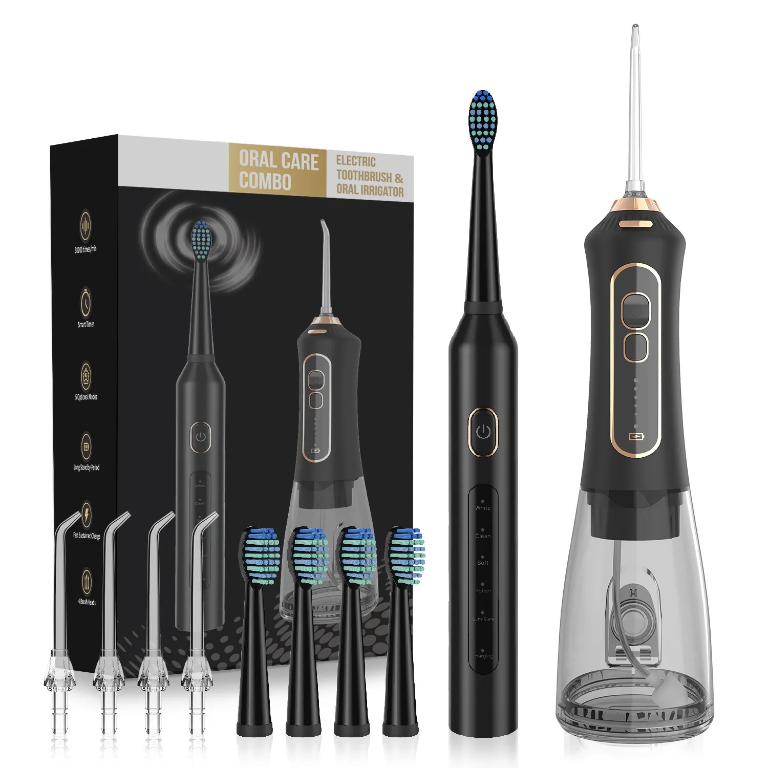 2 in 1 Rechargeable Water Flosser set Portable Smart Electric Toothbrush 300ml Combo Travel Outdoor Cordless Dental Cleaning
2 in 1 Rechargeable Water Flosser set Portable Smart Electric Toothbrush 300ml Combo Travel Outdoor Cordless Dental Cleaning