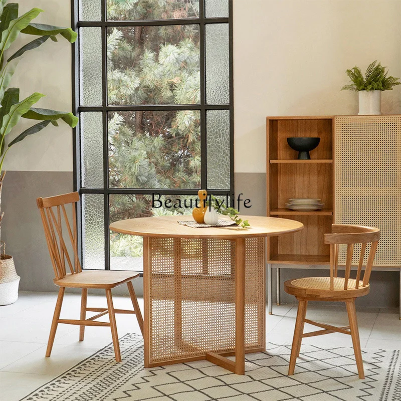 Rattan Solid Wood Dining Table and Chair Chinese Simple Home Dining Table
Rattan Solid Wood Dining Table and Chair Chinese Simple Home Dining Table