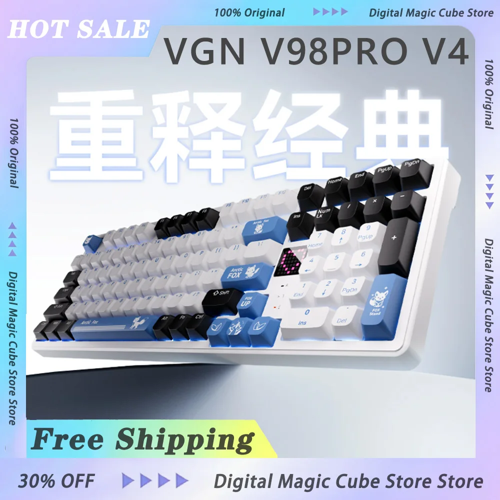 VGN V98Pro V4 Mechanical Keyboard Dual 8K Wireless Tri Mode Gaming Keyboard RGB Light Low Delay 10000mAh V-Display PC Gamer Gift
VGN V98Pro V4 Mechanical Keyboard Dual 8K Wireless Tri Mode Gaming Keyboard RGB Light Low Delay 10000mAh V-Display PC Gamer Gift