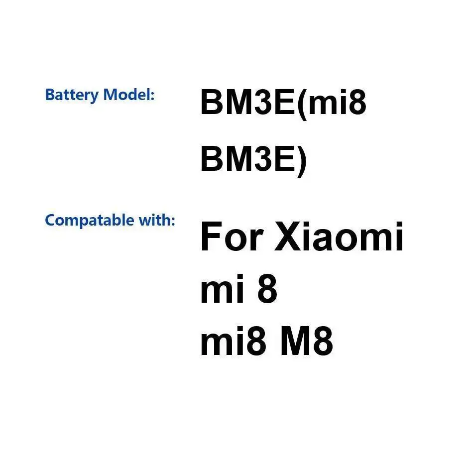 Аккумулятор большой емкости для мобильного телефона Xiaomi MI 8 Mi8 M8 BM3E 3400 мАч
Аккумулятор большой емкости для мобильного телефона Xiaomi MI 8 Mi8 M8 BM3E 3400 мАч