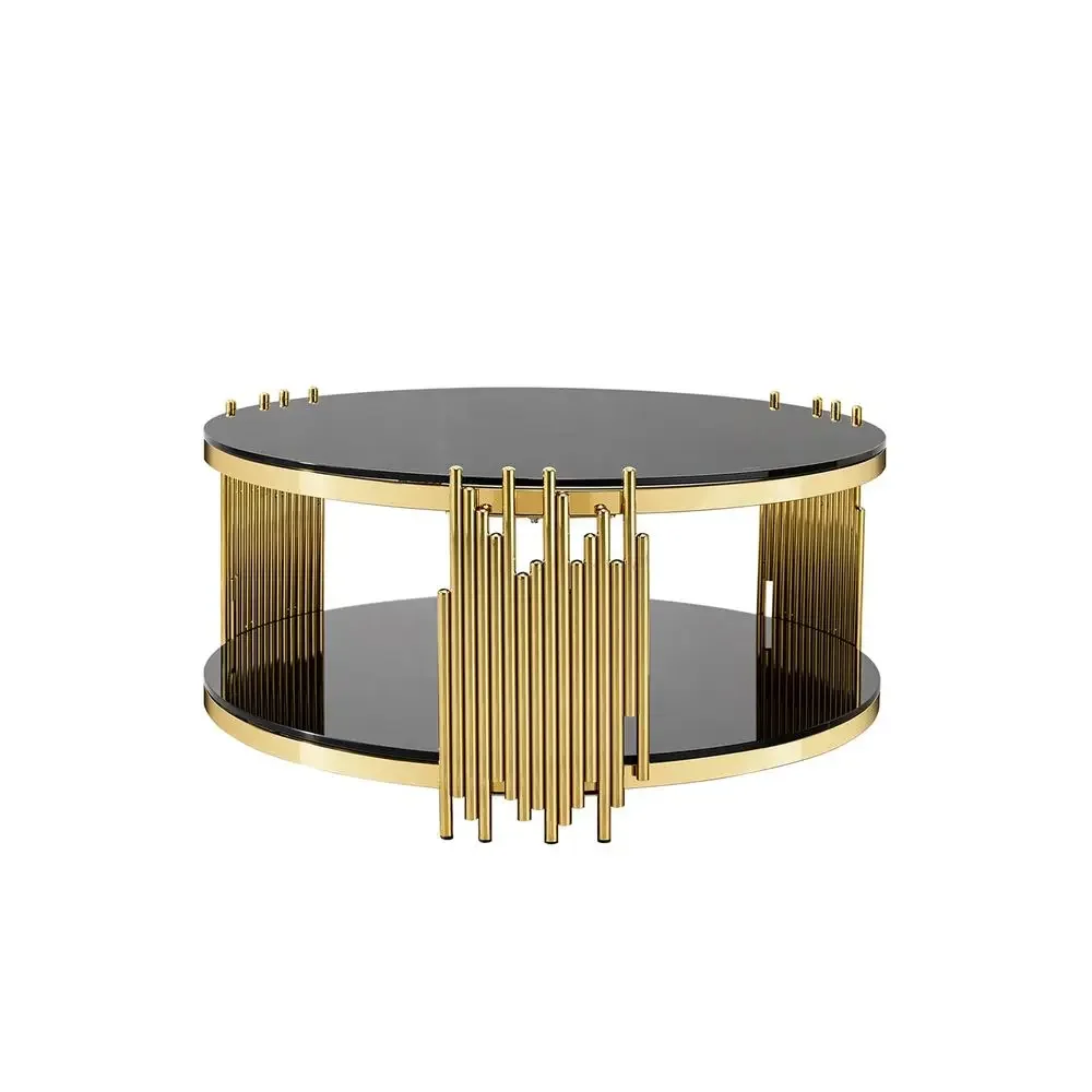 Round Coffee Table, 2Tier Black Tempered Glass Coffee Table with Gold Metal Frame for Living Room, Office amp Cafe
Round Coffee Table, 2Tier Black Tempered Glass Coffee Table with Gold Metal Frame for Living Room, Office amp Cafe