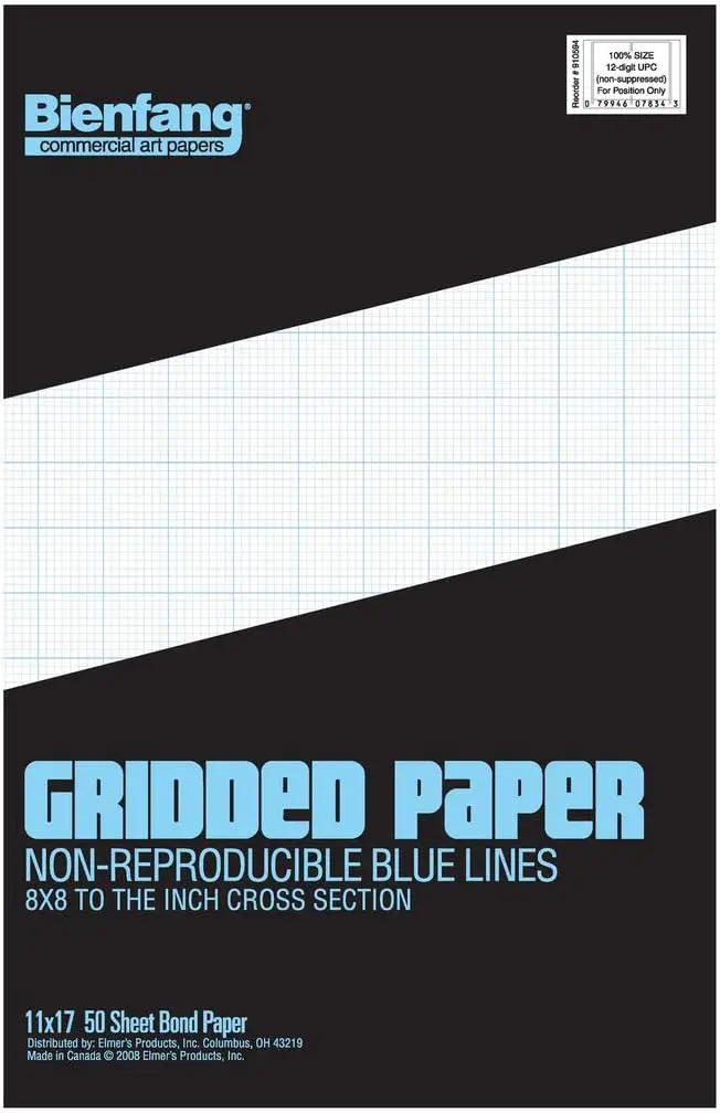 Grid Paper Pad 11x17 for Drafting and Design, 50 Sheets, Non-Reproducible Blue Grid
Grid Paper Pad 11x17 for Drafting and Design, 50 Sheets, Non-Reproducible Blue Grid