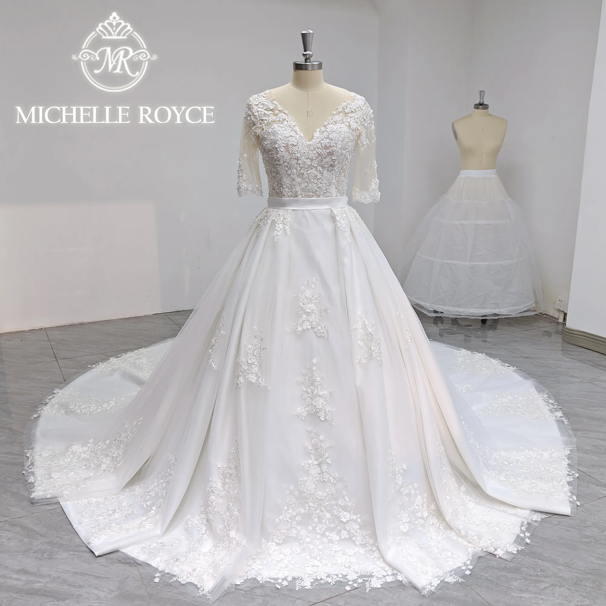 Michelle Royce Luxury Ball Gown Wedding Dress Real photos 2023 V-neck Half Sleeve Appliques Chic Wedding Gown Vestidos De Novia
Michelle Royce Luxury Ball Gown Wedding Dress Real photos 2023 V-neck Half Sleeve Appliques Chic Wedding Gown Vestidos De Novia