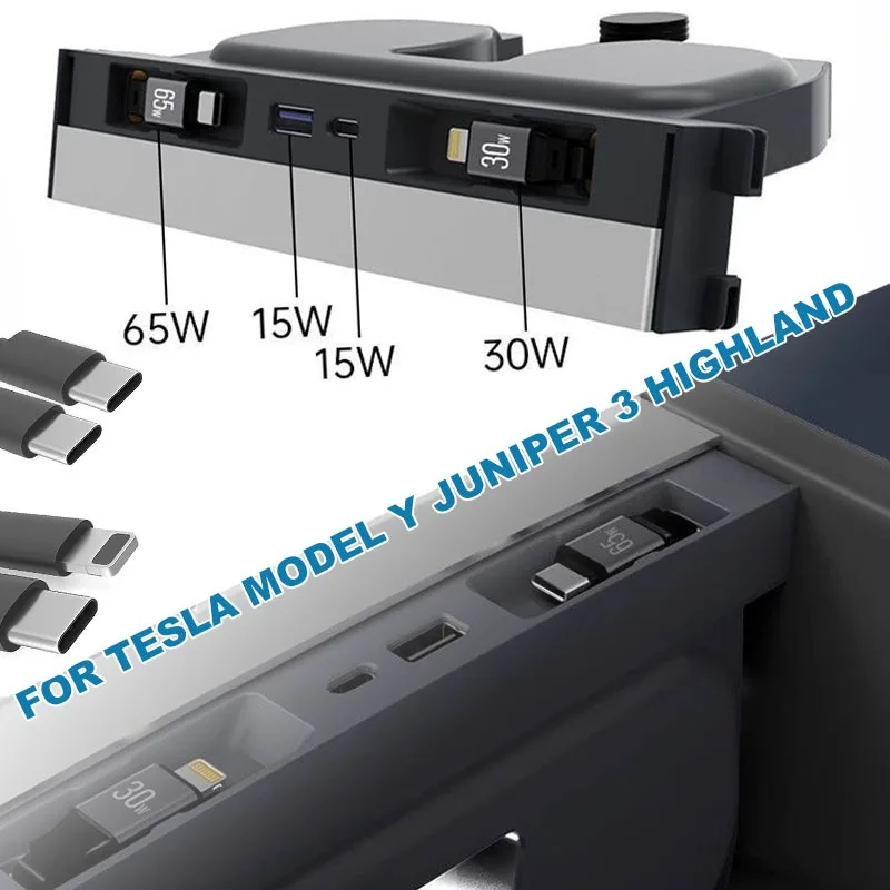 For Tesla Model Y Juniper 3 Highland Retractable Center Console Charger 65W USB Hub Phone Charger Fast Charging Docking Station
For Tesla Model Y Juniper 3 Highland Retractable Center Console Charger 65W USB Hub Phone Charger Fast Charging Docking Station